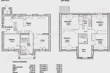 Plan maison 4 chambres en longueur