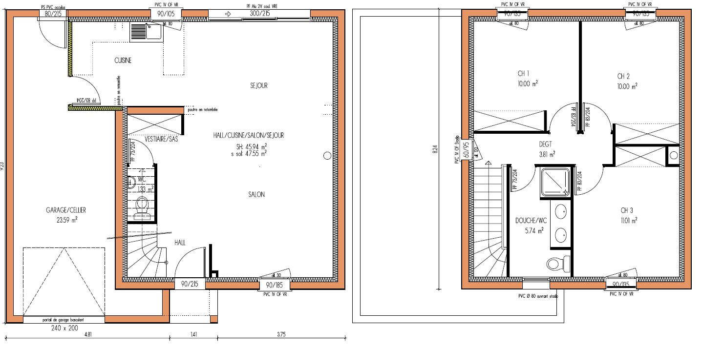 Plan de maison 3 chambres pdf