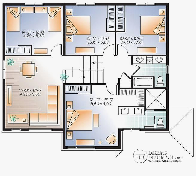 Plan de maison gratuit avec 4 chambres