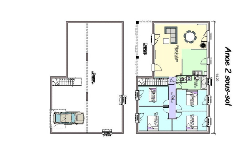 Plan de maison chambre sous sol