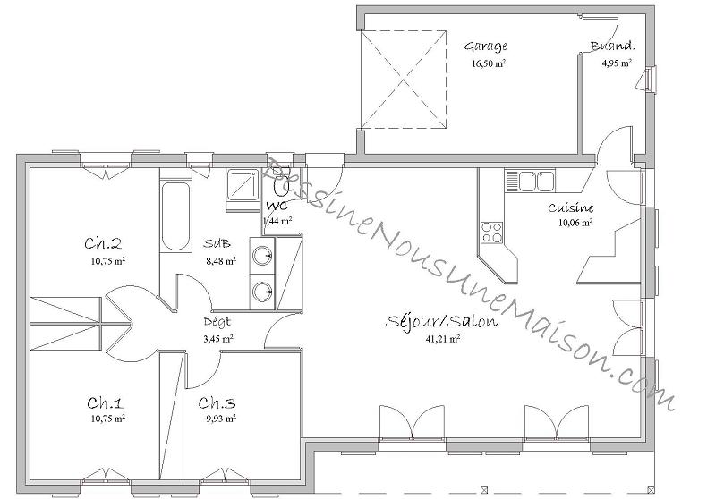 Plan de maison gratuit de plein pied