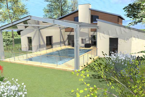 Plan de maison en u moderne