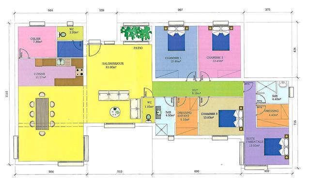 Plan de maison interieur plain pied gratuit