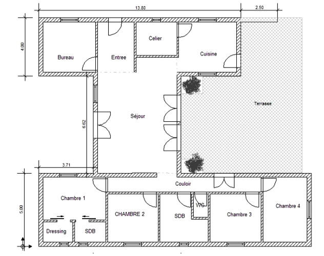 Plan de maison forme u
