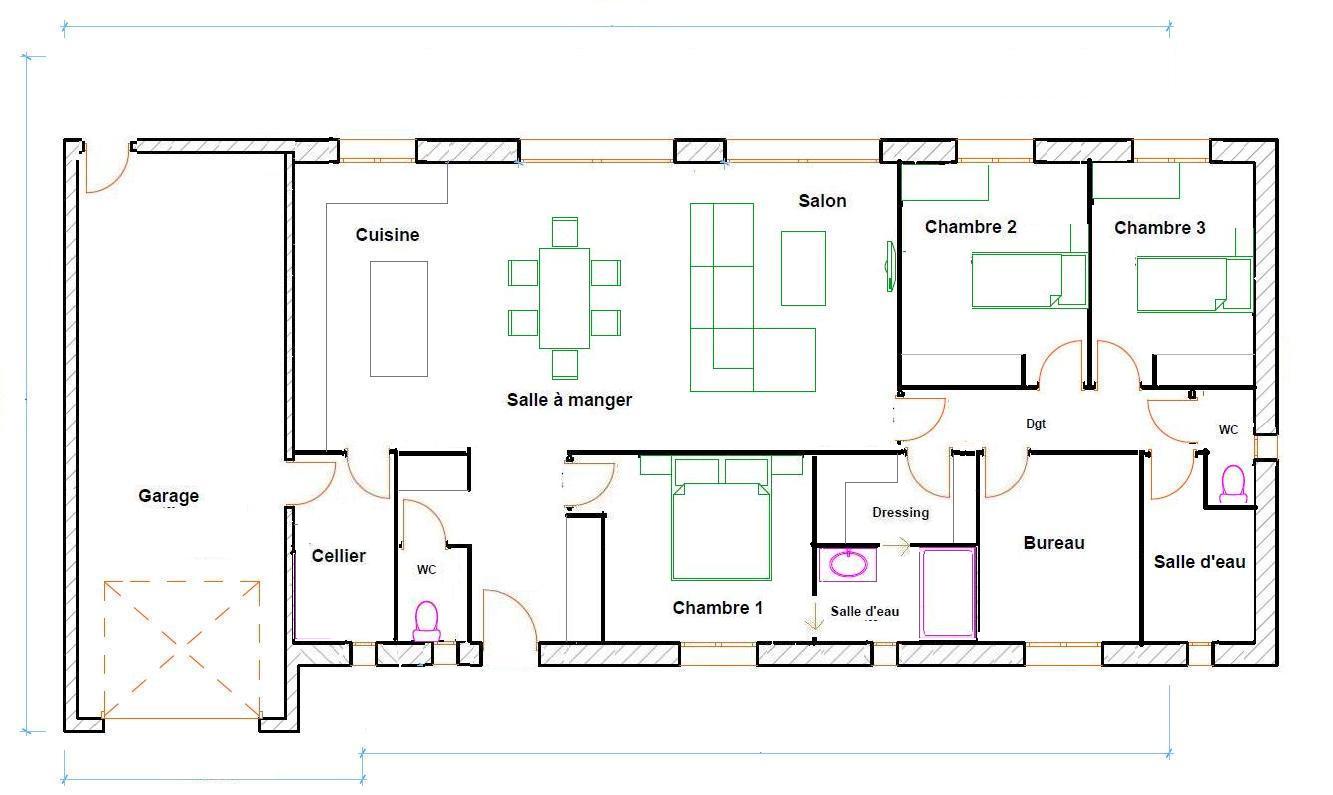Plan maison 2 chambres avec sous sol