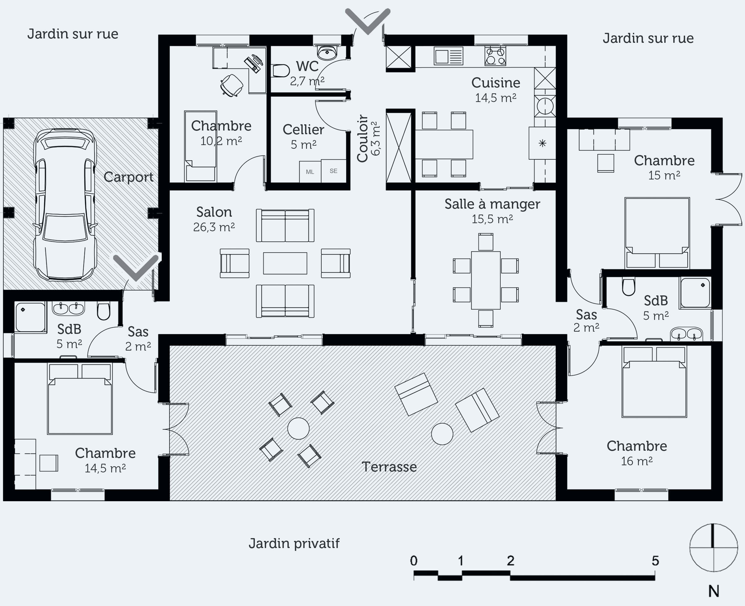 Beau plan de maison plain pied