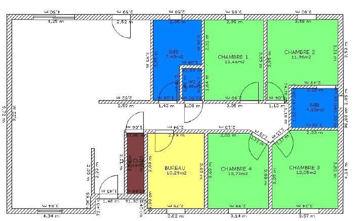 Plan de maison plain pied 3 ch