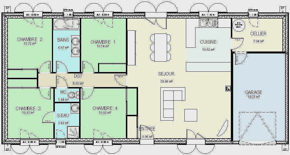 Plan de maison plain pied gratuit 5 chambres - Idées de travaux