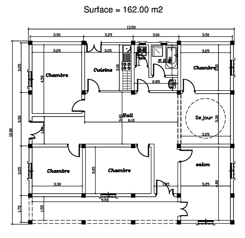 Plan architecture maison f4