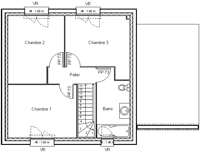 Plan de maison de 50 m2