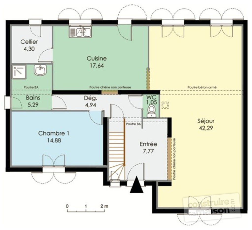 Plan de maison avec entree au nord