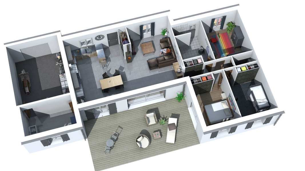 Plan de maison 3d 3 chambres