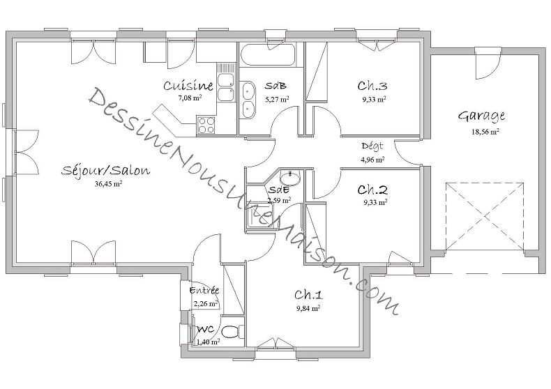 Plan maison de plein pied gratuit