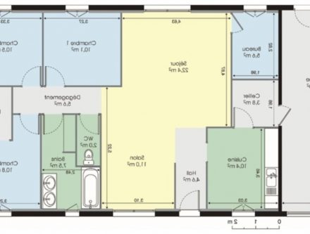 Plan de maison de 100m2 plein pied en l
