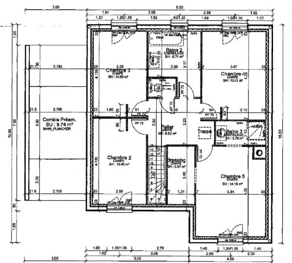 Plan de maison 120m2 une facade
