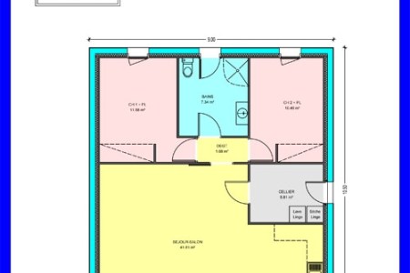 Plan de maison 2 chambres salon + cuisine pdf