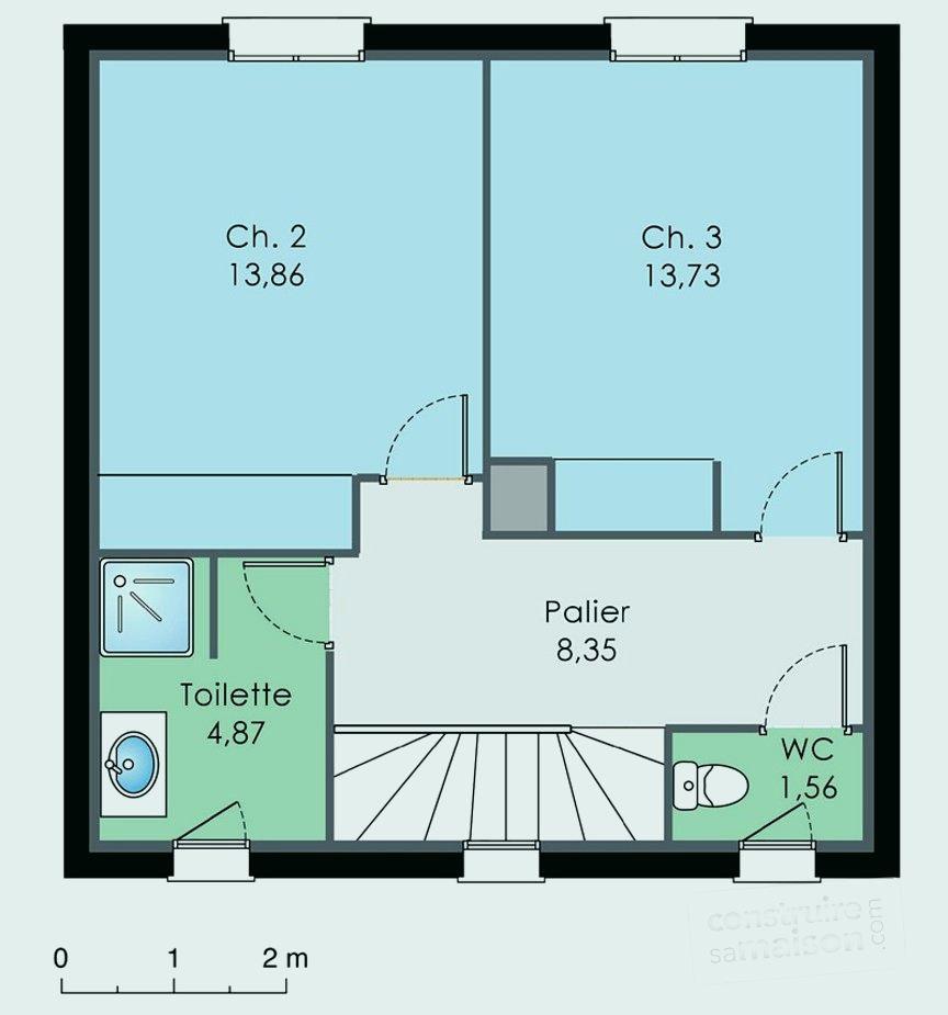 Plan de maison a 2 chambres