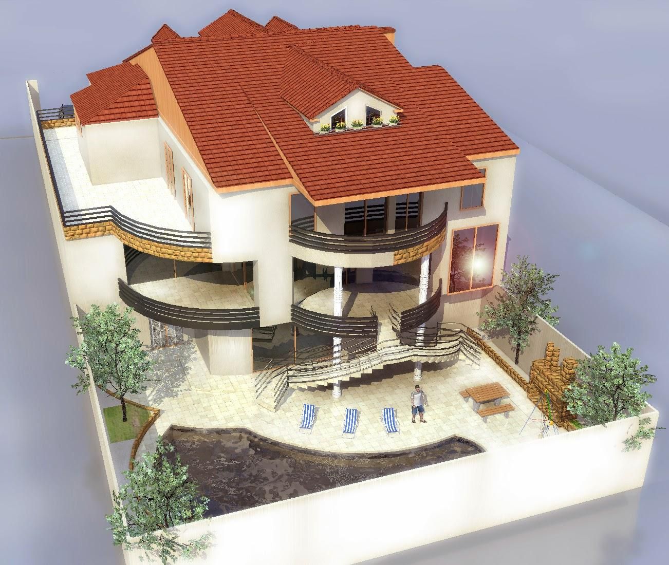 Plan maison 3d toiture