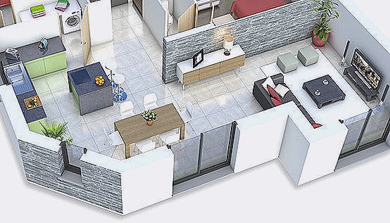 Plan de maison en l 3d