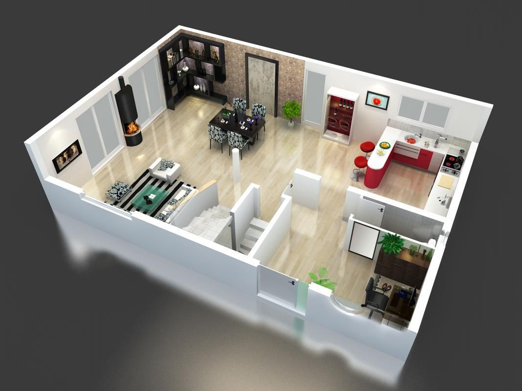 Plan de maison à étage gratuit en 3d