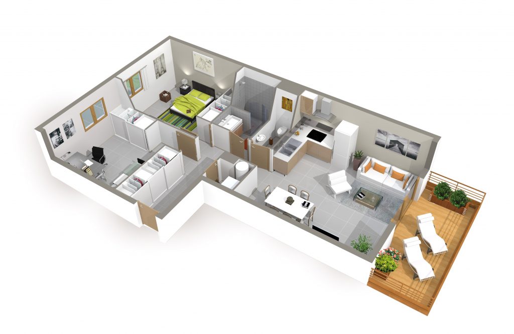 Plan de maison interieur plain pied