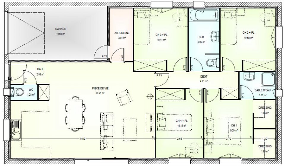 Plan de maison 5 chambre