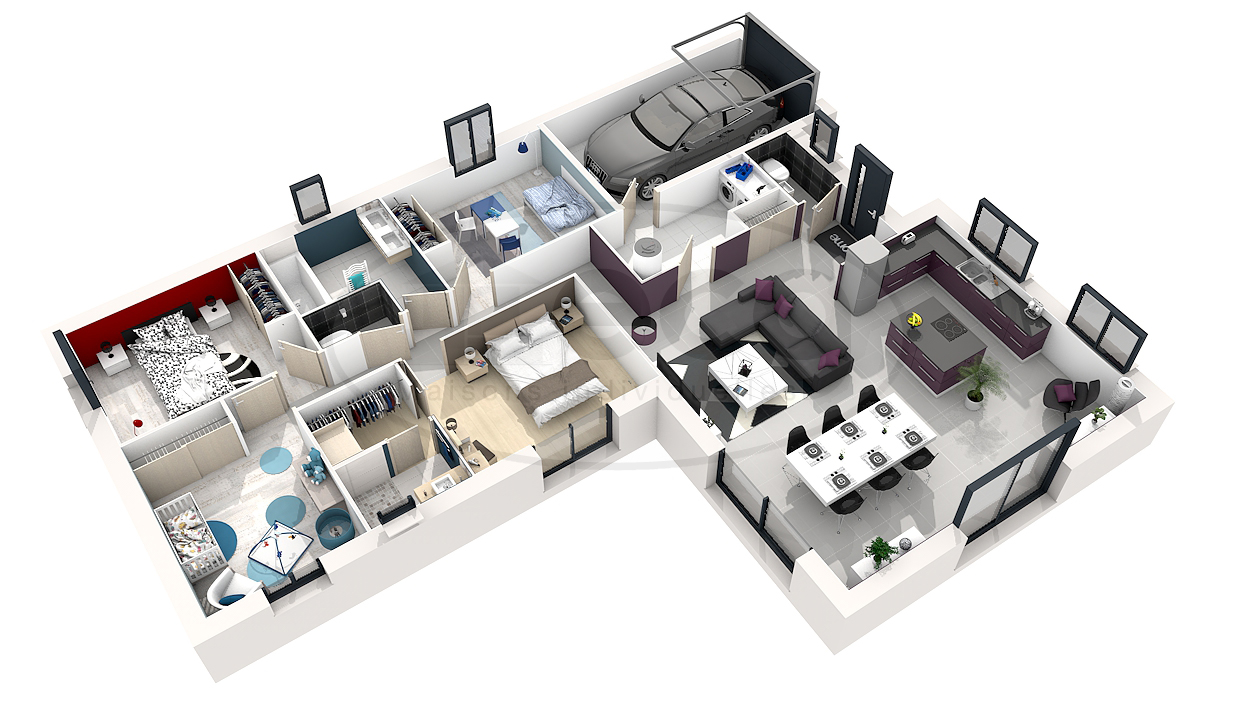 Plan de maison de reve 3d