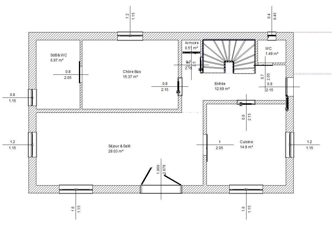 Plan maison 7m de facade