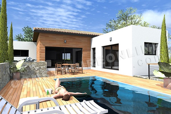 Plan de maison individuelle sur terrain en pente