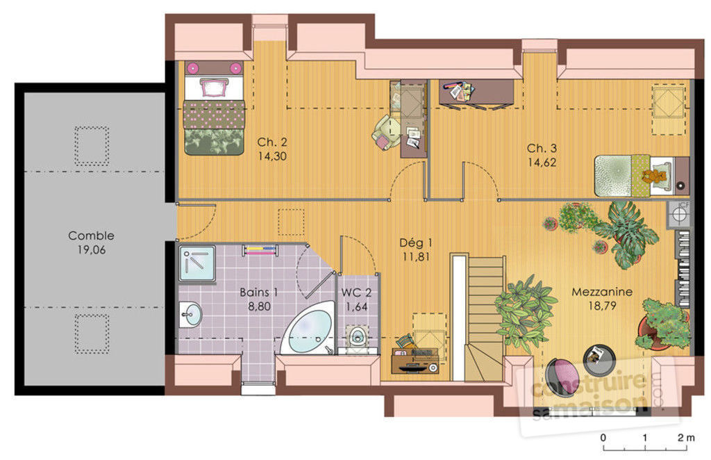 Modele plan de maison avec mezzanine