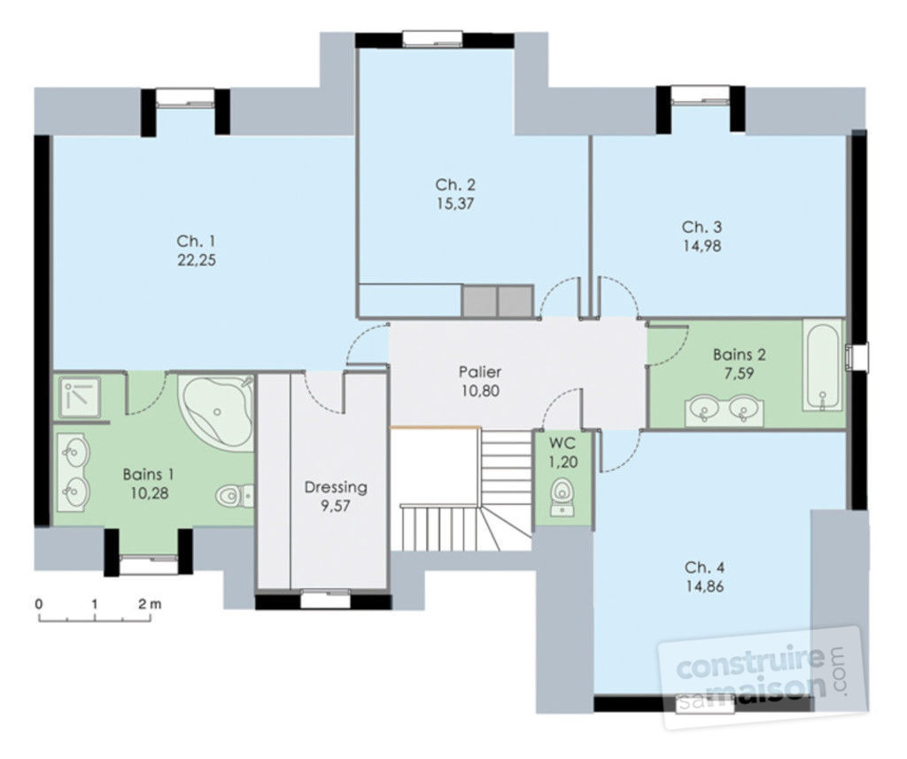 Plan de maison 2 étages sans garage
