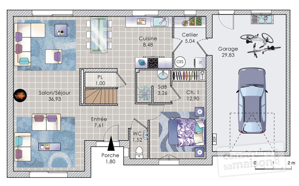 Plan de maison s+3 en tunisie