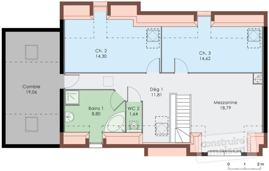 Exemple de plan de maison avec mezzanine