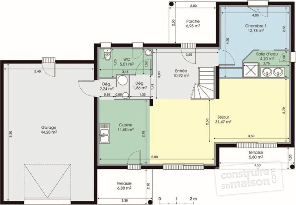 Plan maison espace de vie