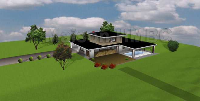 Plan de maison en u avec piscine intérieure