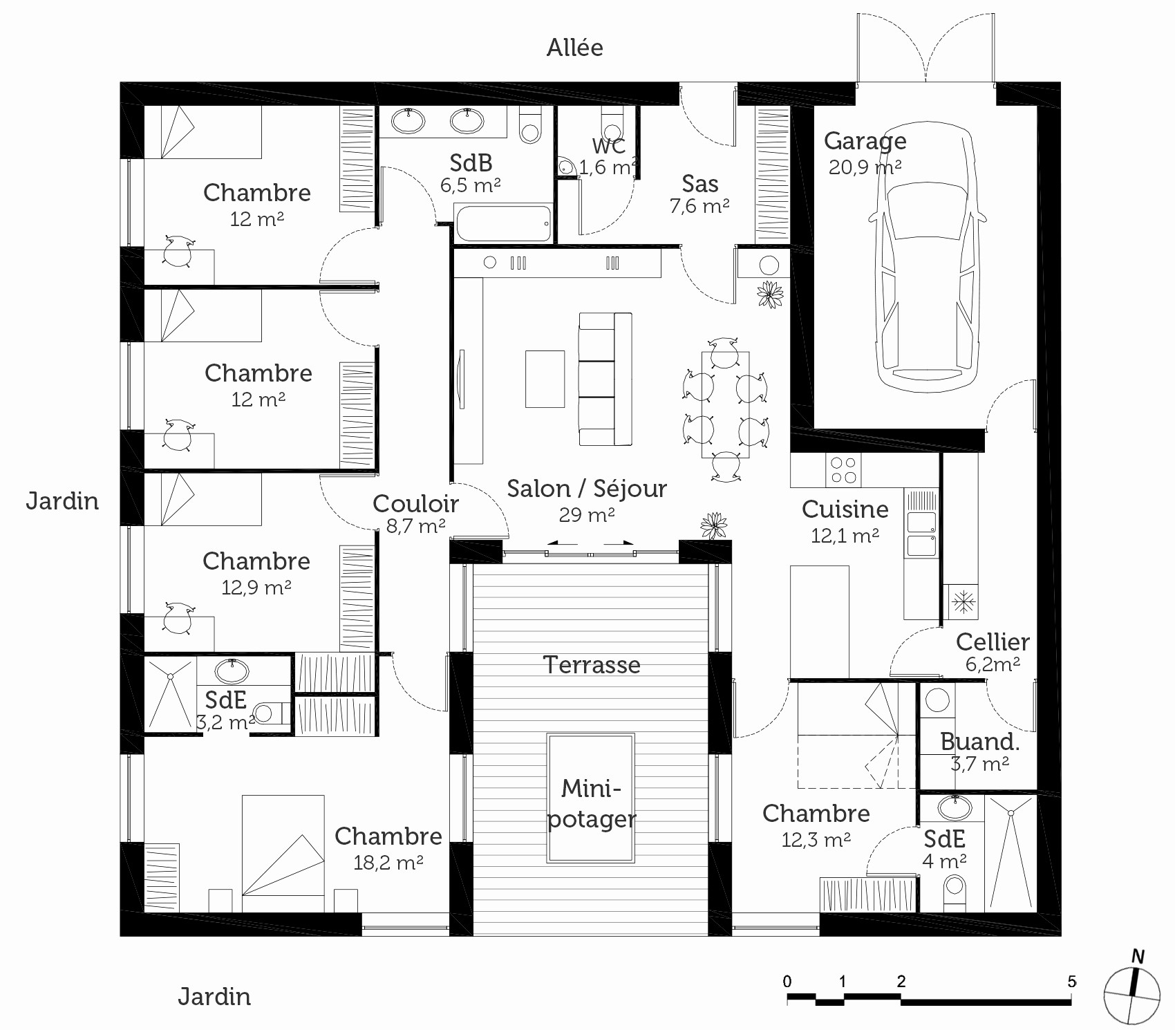 Plan de maison avec tour carrée