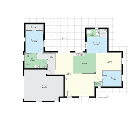 Plan de maison plain pied avec piscine