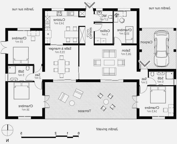 Plan maison 4 chambres contemporaine