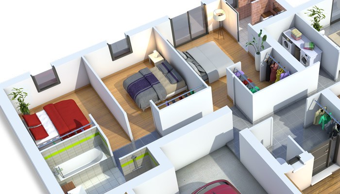 Plan interieur de maison contemporaine