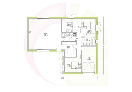 Plan de maison plain pied 95 m2