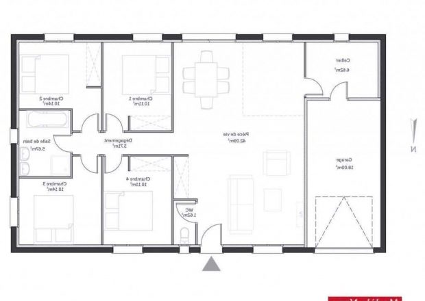 Plan maison plain pied en l 120m2 - Idées de travaux