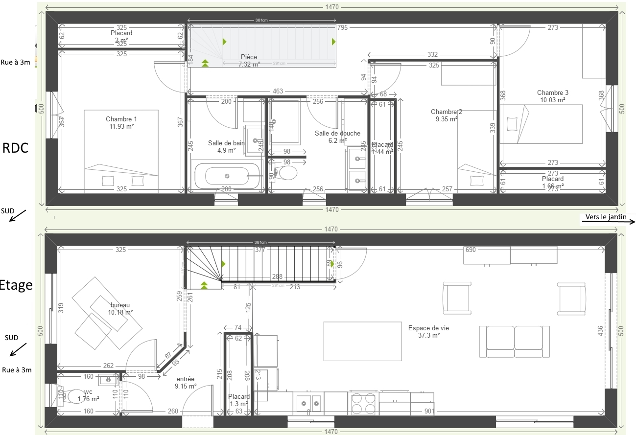 Plan de maison 1 niveau