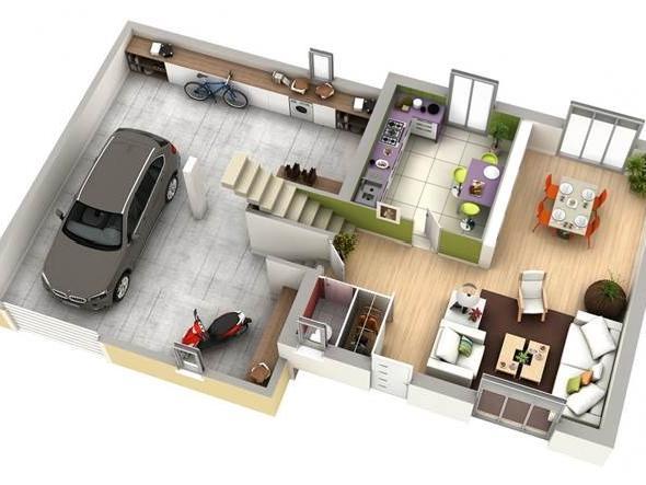 Plan maison 4 chambres demi niveau