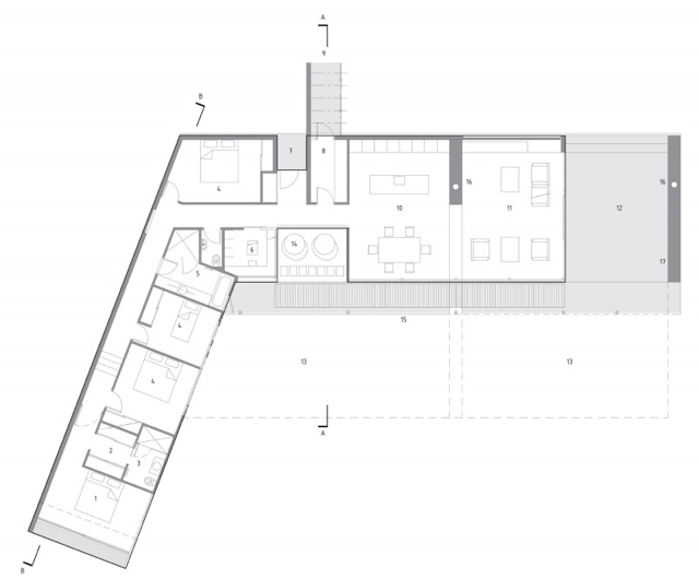 Plan maison en forme de l