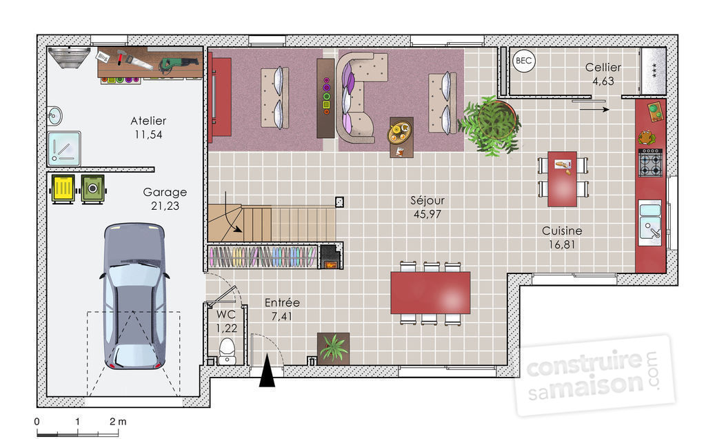 Plan de maison entrée est