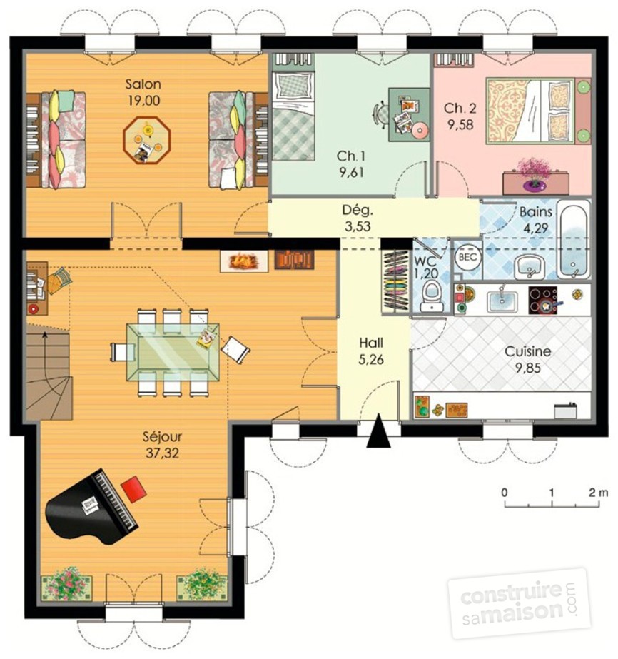 Plan de maison a deux niveaux