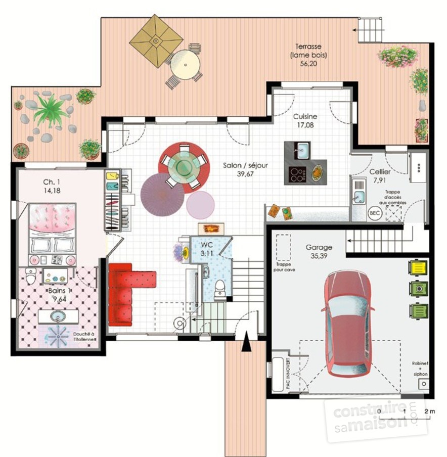 Plan de maison moderne 120 m