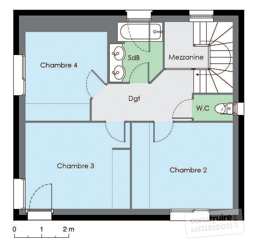 Plan de maison avec vide sur sejour