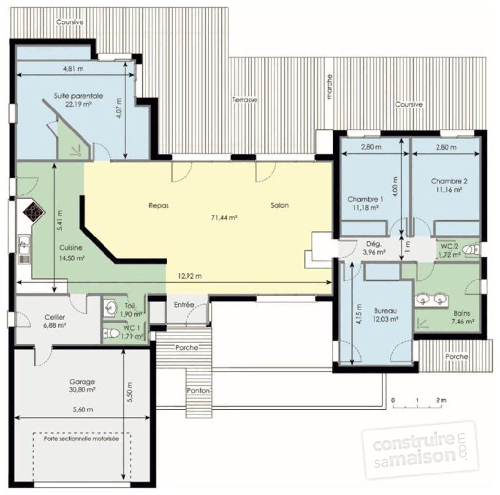Plan maison 4 chambres dont une suite parentale