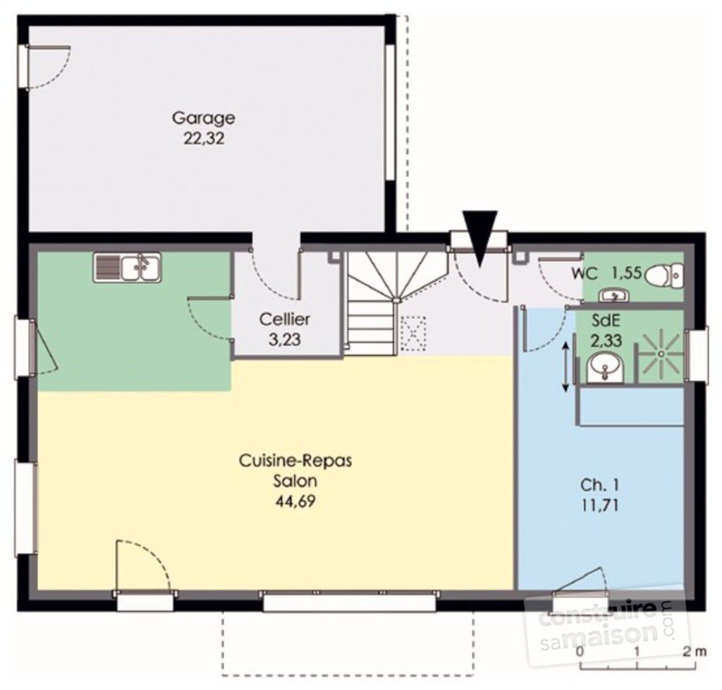 Plan de maison 80m² 2 chambres
